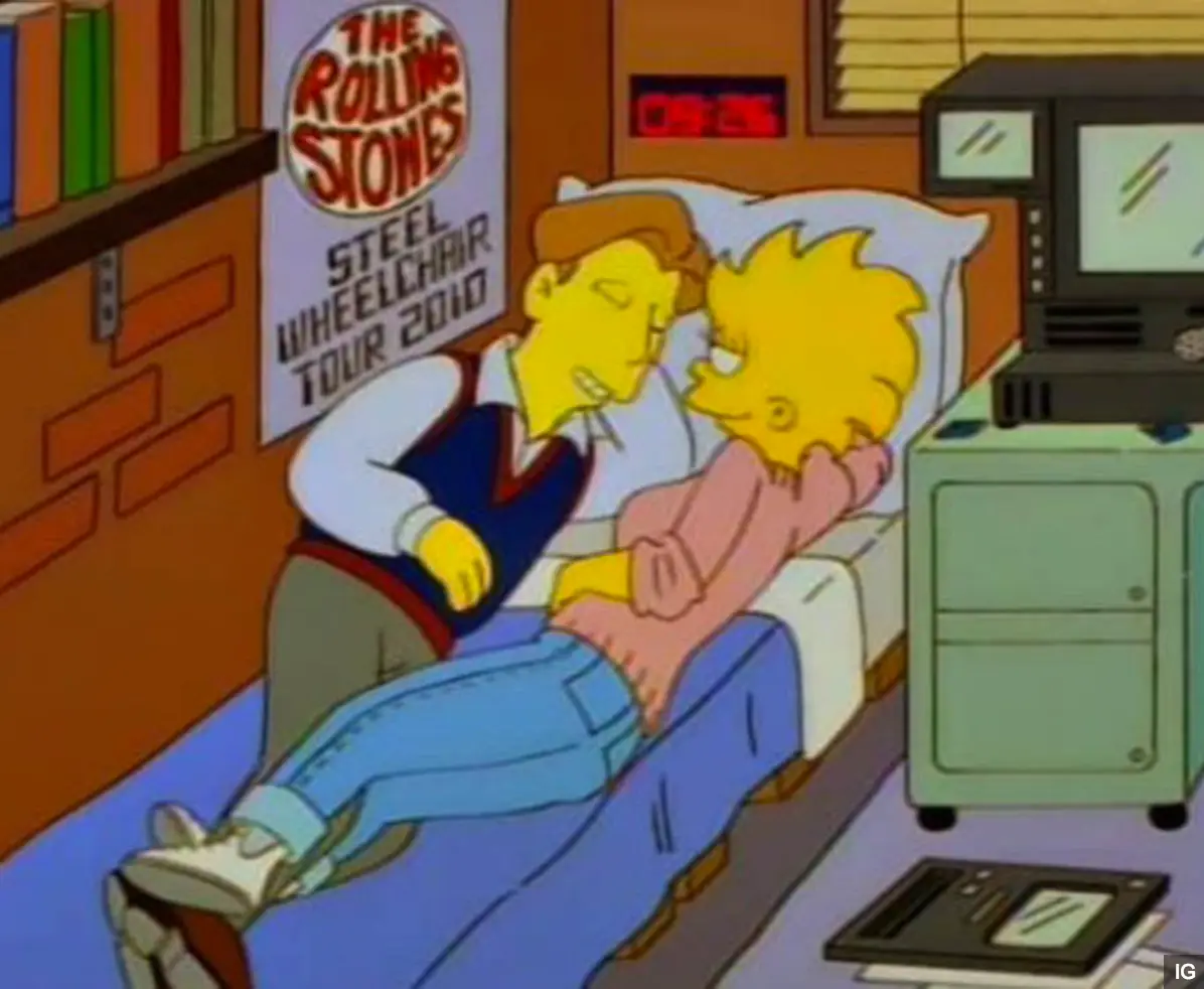Rolling Stones no ativo em 2010 - preste atenção ao poster (episódio de 1995)