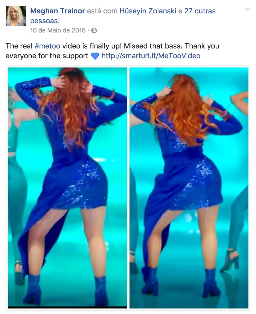 Meghan Trainor: a cantora retirou a primeira versão do videoclipe para o tema 'Me Too' de todas as plataformas porque não concordou com o resultado final em que aparecia com curvas bem mais modestas que na realidade. Mais tarde, carregou uma nova versão, desta vez sem Photoshop.