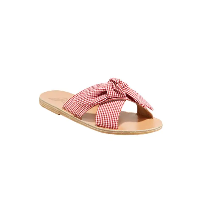 Ancient Greek Sandals (Gingham Fabric Knotted Sandal) P.V.P. 241,41€ em bergdorfgoodman.com