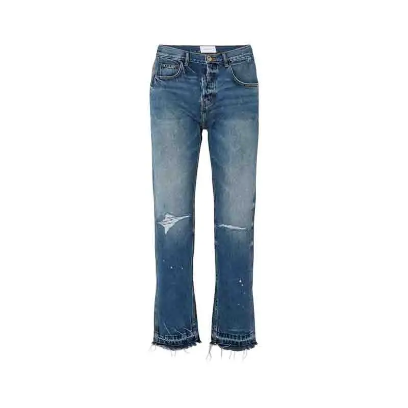 Current/Elliott (The Throwback Original distressed high-rise straight-leg jeans) P.V.P. 306€ em net-a-porter.com