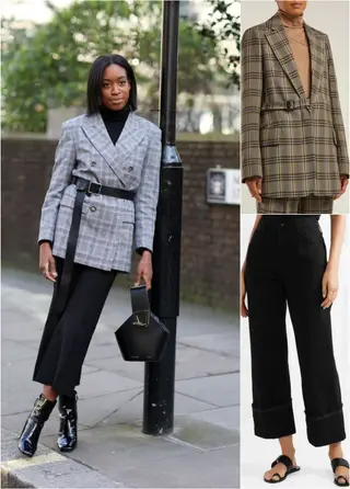 Blazer cintado + jeans largos