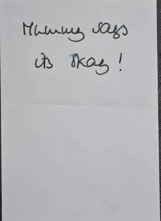 O bilhete escrito por Diana