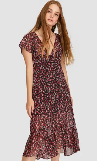 Vestido midi estampado, 25,99 euros.