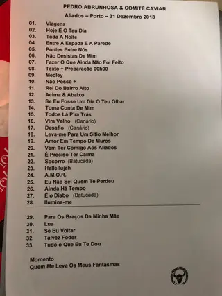 O alinhamento do concerto, que sofreu algumas alterações