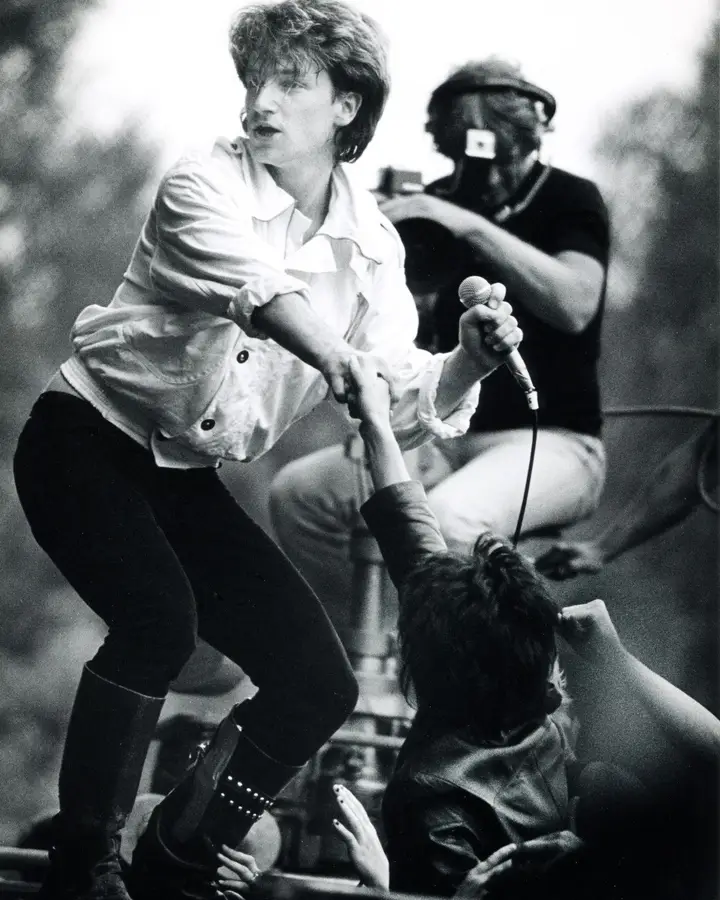 Bono em abril de 1982, no festival belga Rock Werchter