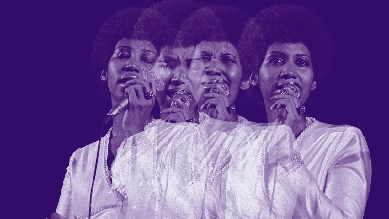 Aretha Franklin no Hollywood Bowl, em Hollywood, na Califórnia, 1974