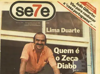 Excerto da capa do "Se7e" de 13 de junho de 1984. Entrevista exclusiva com João Gilberto, mas havia outro vulto brasileiro na capa
