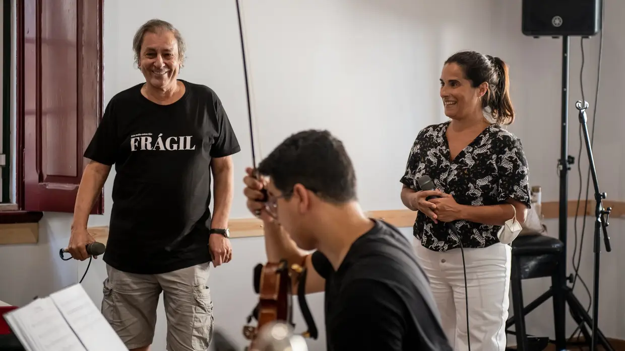 Ensaio para o concerto comemorativo do 70.º aniversário de Jorge Palma