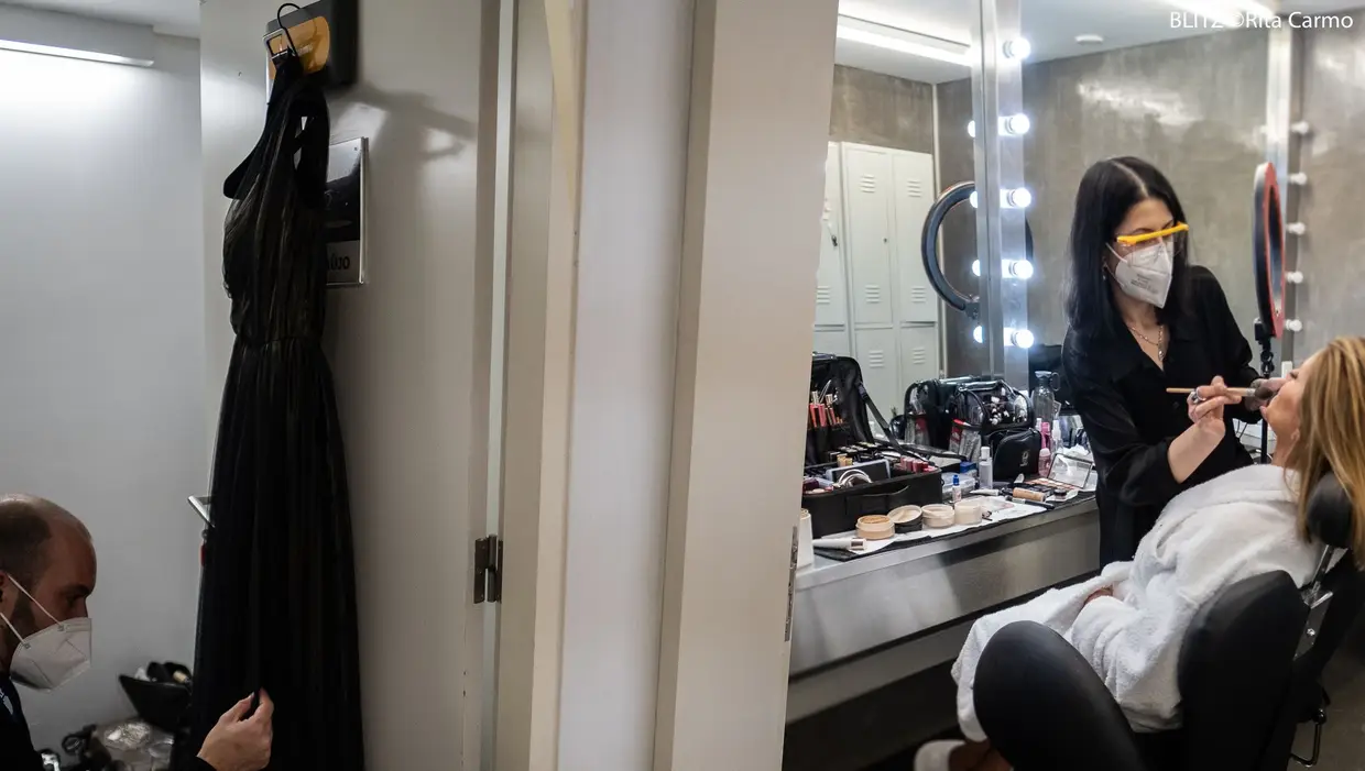 Bastidores do Festival da Canção 2021 - sala de maquilhagem com Sónia Araújo