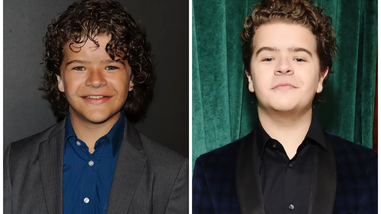 Gaten Matarazzo (Dustin Henderson) com 13 anos (esq.) e com 17 anos (dir.)