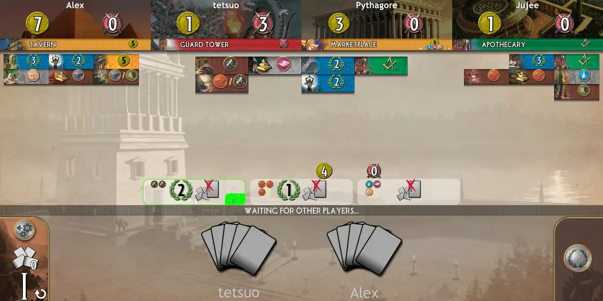 7 Wonders (iOS e Android): demorou a chegar, mas a versão digital do 7 Wonders vale mesmo a pena. Construa as maiores maravilhas da humanidade e vença as restantes civilizações num jogo de estratégia baseado em recolha e utilização de recursos. Pode jogar contra bots ou em multiplayer online.