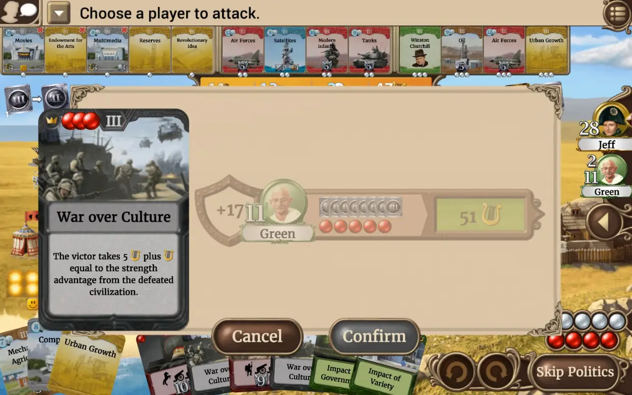 Through the Ages (iOS e Android): outra excelente adaptação de um jogo de tabuleiro onde o jogador deve fazer evoluir a civilização da antiguidade até aos dias de hoje. Vai competir por recursos, tecnologias e domínio cultural. Disponível para jogo single player, jogo local contra outros jogadores e online multiplayer.