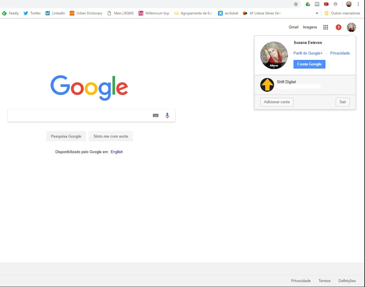 Não tem a certeza se tem uma conta no Google+? No canto superior direito clique sobre a sua foto. Se tiver uma conta nesta rede social, por baixo do endereço de email vai aparecer o link Perfil do Google+.