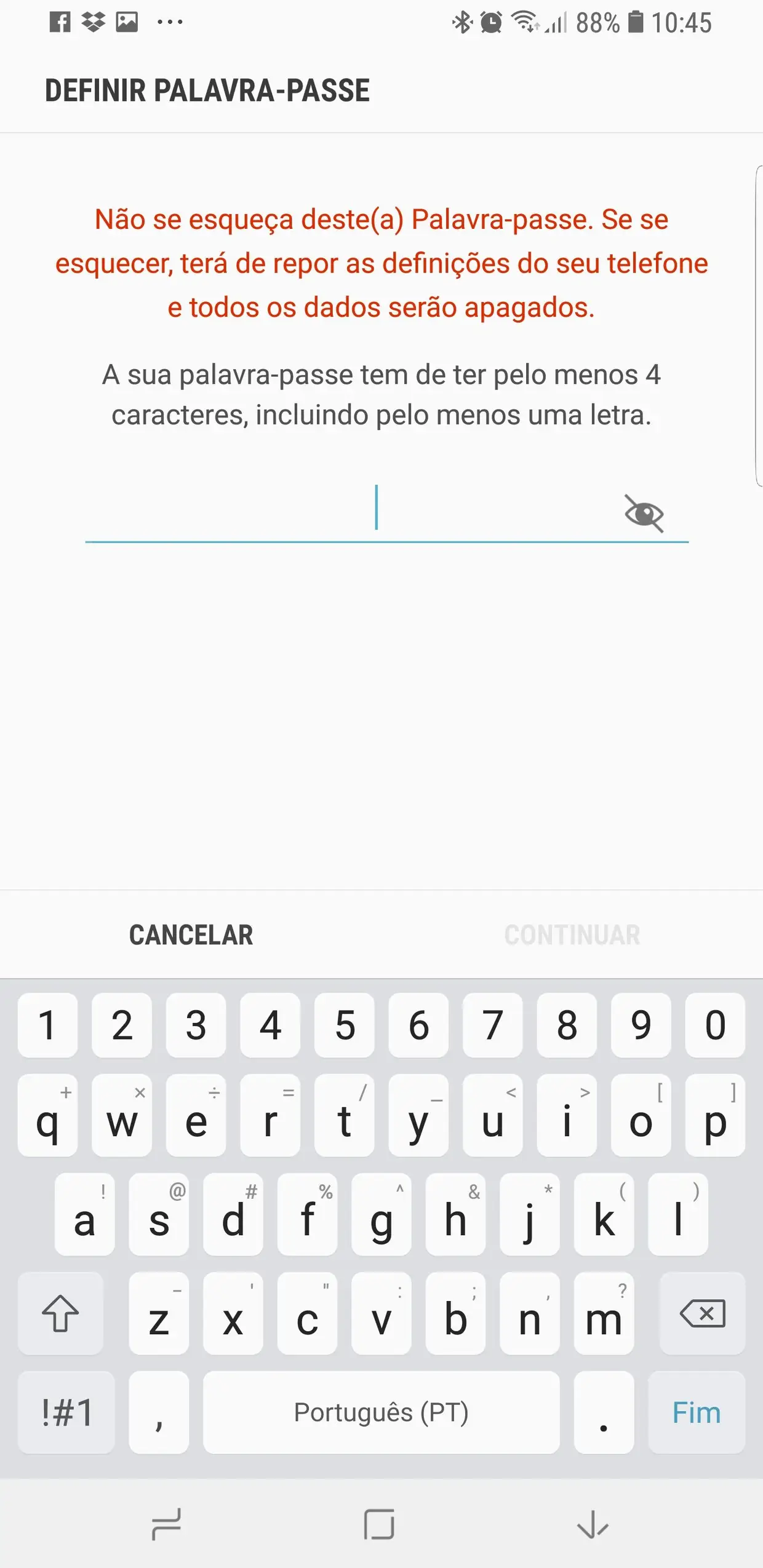 Se o telefone tiver leitor de impressão digital certifique-se que regista mais do que um dedo, se possível nunca da mesma mão. Os telefones mais modernos permitem ainda o desbloqueio por reconhecimento de rosto e íris, e a definição de vários níveis de segurança na palavra-passe e PIN.