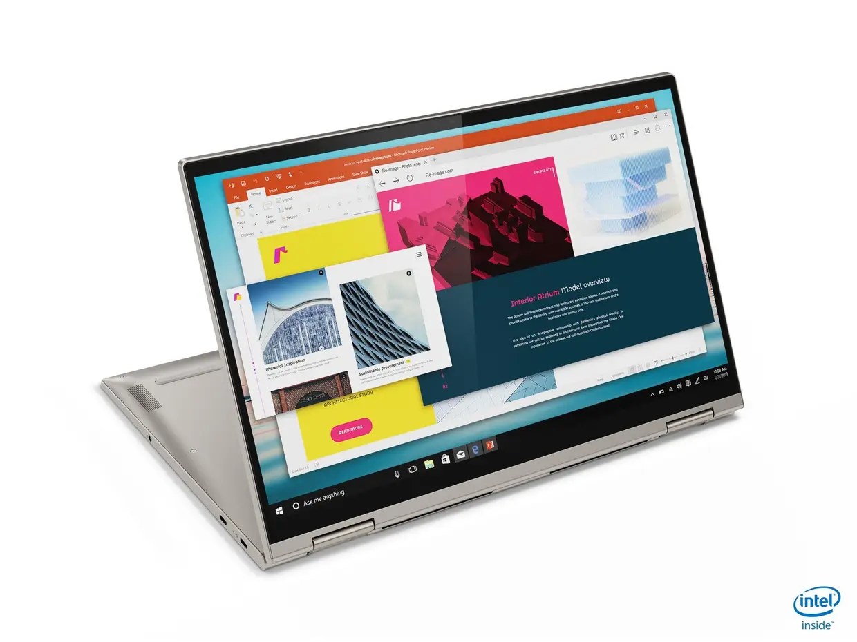 Yoga C740 15": FHD ou 4K (500 nits), autonomia até 15h, CPU Core i5/i7/i9 de 10ª geração, GeForce GTX 1650 (opcional), SSD de 256 GB a 1 TB, Wi-Fi 6 (opcional), LTE (opcional), 1,9 kg, 17,7 mm de espessura
