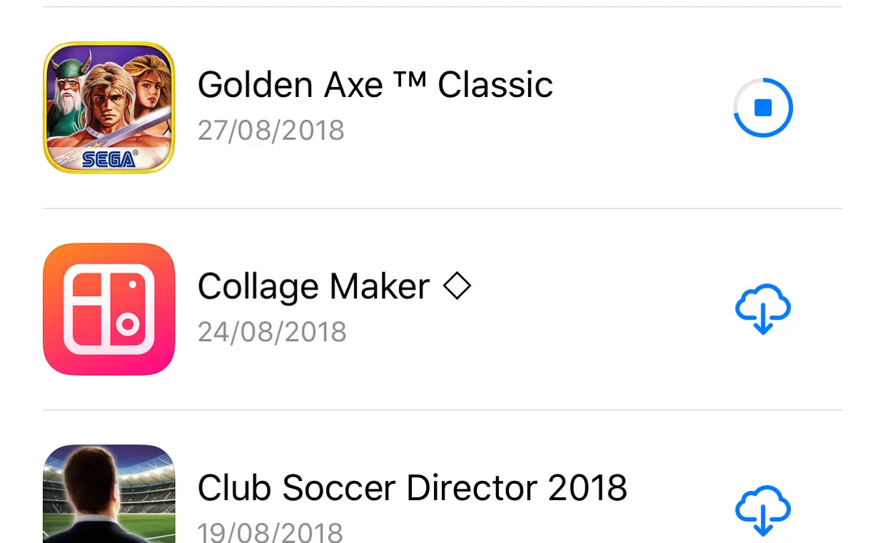Agora basta encontrar a app ou o jogo que já não tem no seu iPhone e que – mais importante – já não está disponível na app store e clicar no ícone da nuvem para descarregar novamente o software.