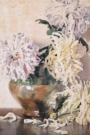Foi com naturezas mortas e flores com estes “Crisântemos” (pintados em 1916), que Helena conquistou o público carioca