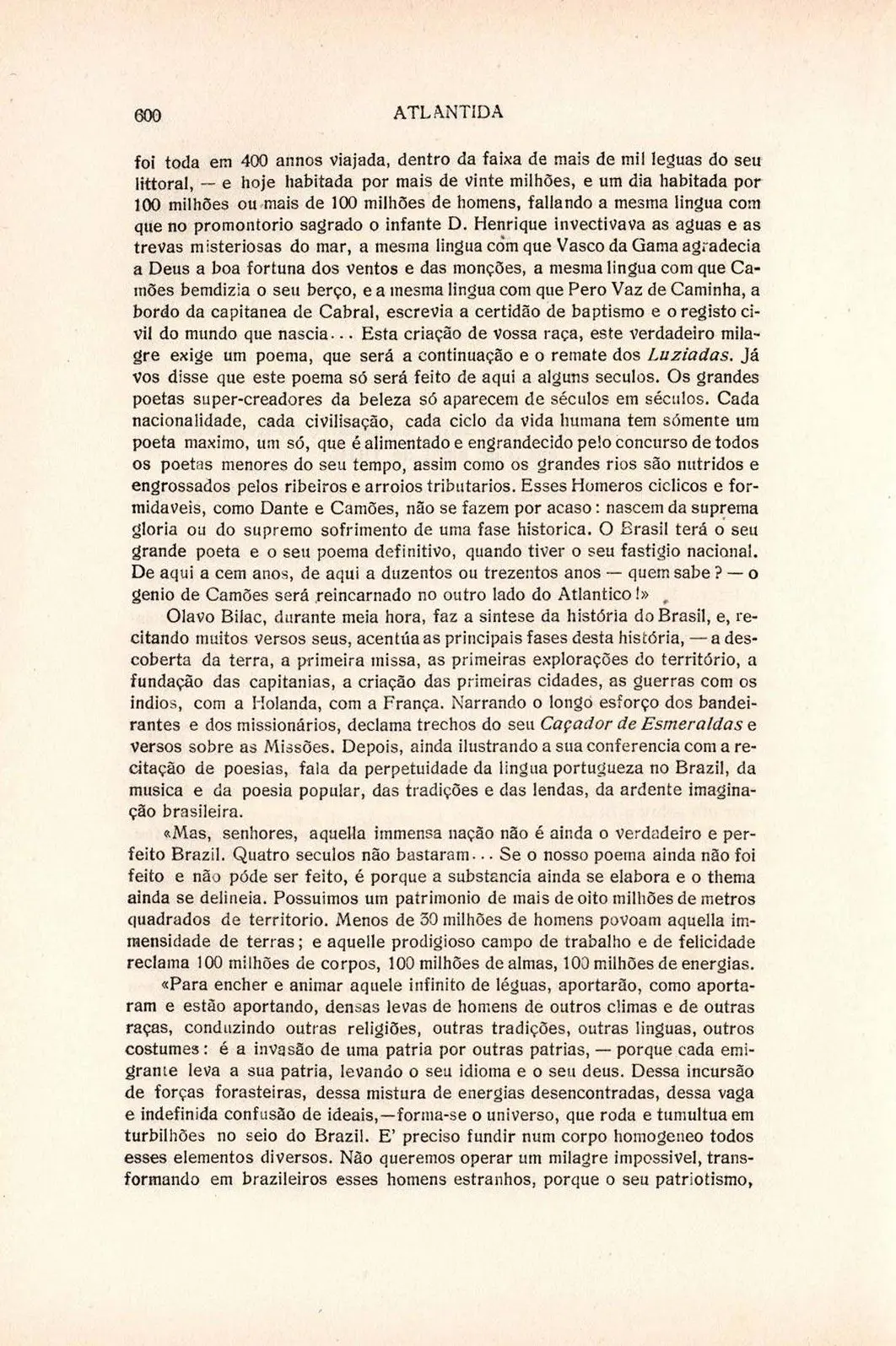 A conferência de Olavo Bilac no teatro da República em 3 de Abril de 1916