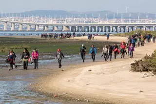 Um milhar de apanhadores, num cortejo interminável como se do êxodo bíblico se tratasse, em que o Tejo vazio de água faz a vez do Mar Vermelho e os mariscadores de hebreus. A maré começa a encher. É hora de sair