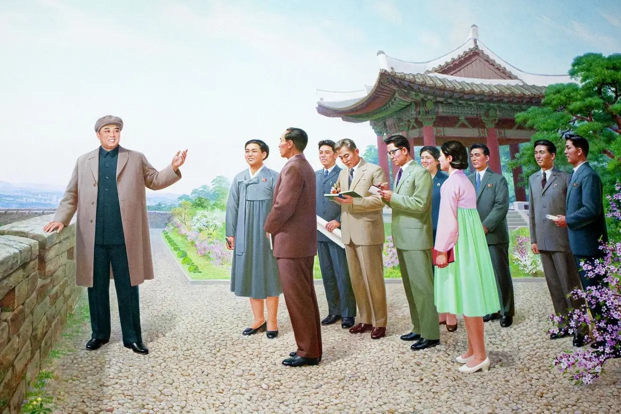   The propaganda poster of Kim Il-sung, founder of the country 