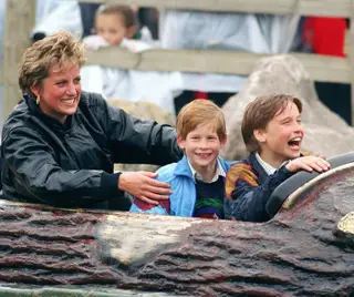 Diana com os dois filhos, Harry e William