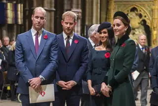 Os príncipes William e Harry com as respetivas mulheres, Meghan Markle e Catherine Middleton