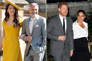 Amal e George Clooney e o príncipe Harry de Inglaterra com Meghan Markle