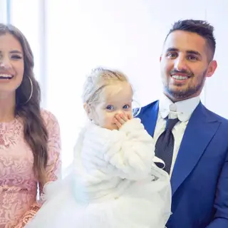 Nina Aleksicc e Hugo Vieira com a filha, Bianca