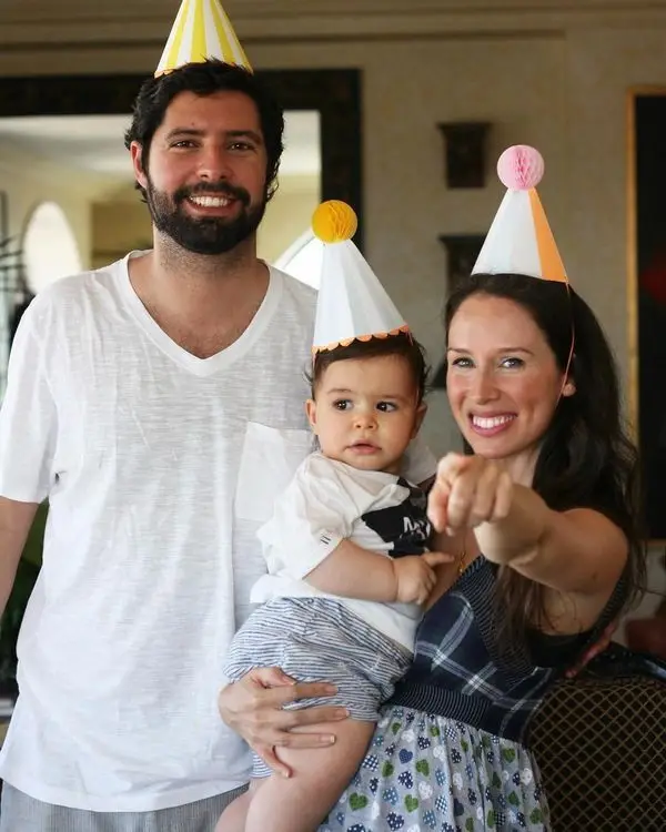 Júlia Belard com o marido, Francisco Sérvulo Correia, e o filho de ambos, Matias