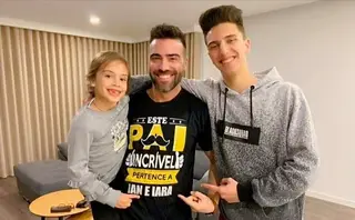 Sérgio Rosado com os filhos, Iara e Ian
