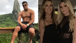 Hulk, à esquerda, e a ex-mulher e a atual namorada à direita.