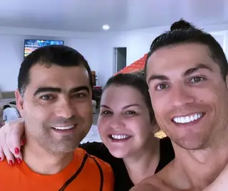 Cristiano Ronaldo com os irmãos Hugo e Katia Aveiro