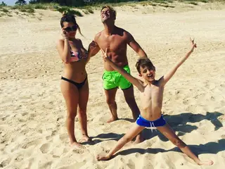 Sérgio Rossi com os filhos, Iara e Sérgio