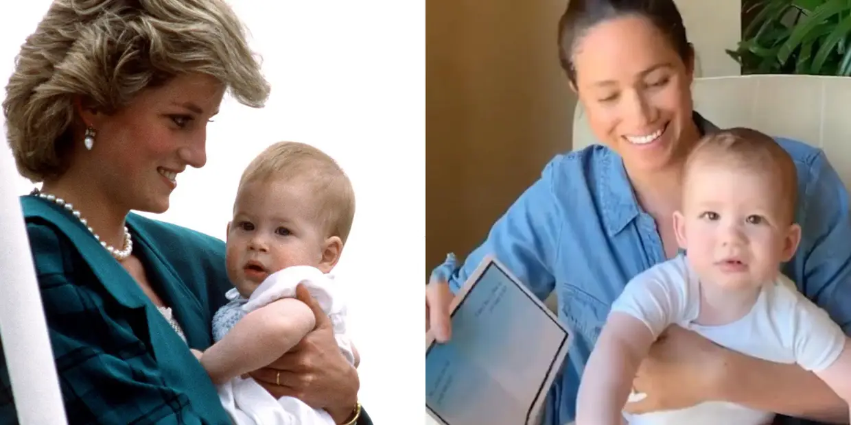 Da esquerda para a direita, Harry e Archie em bebé