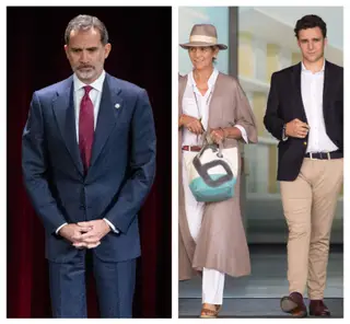 Felipe VI de Espanha, a irmã, infanta Elena de Espanha, e o sobrinho, Felipe Juan Froilán