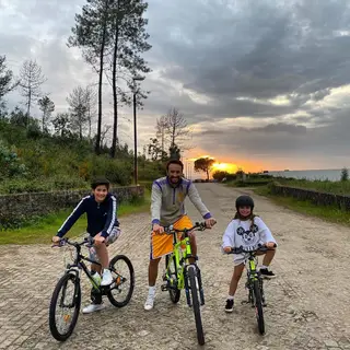 César Peixoto com os filhos, Rodrigo e Pilar