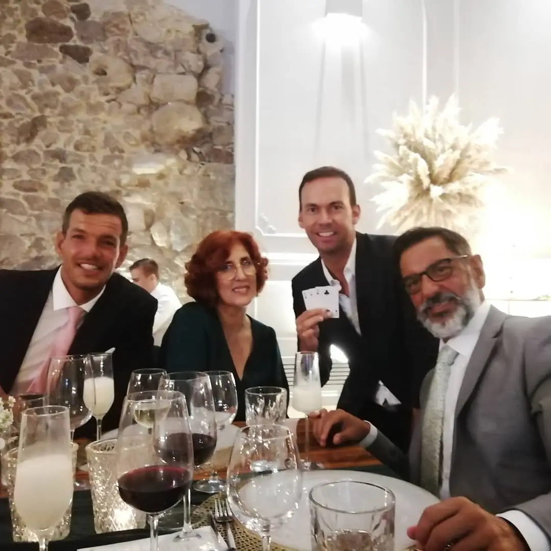 Dave Maria Hacke, Graça Peralta e José Luís Cardoso divertidos durante a festa