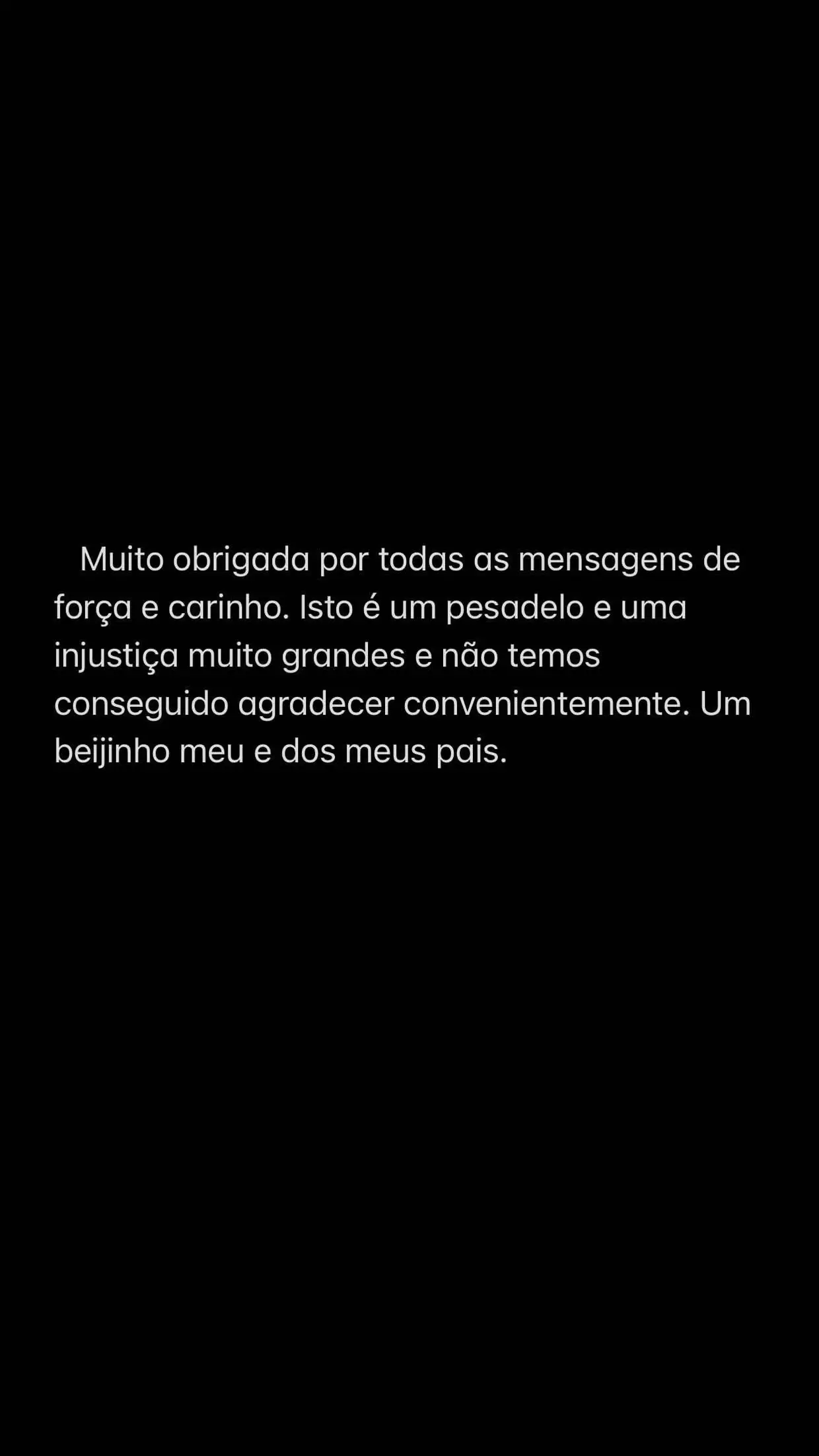 A mensagem deixada pela fadista para agradecer o apoio