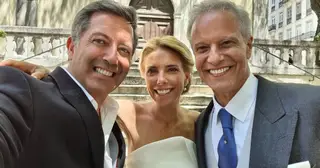 Diamantino Martins com os noivos, Ana Rebelo e Ricardo Carriço