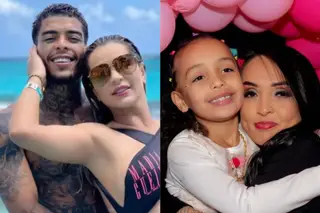 Mc Kevin e Deolane Bezerra à esquerda; Evelin Gusmão e a filha Soraya à direita