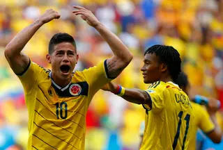James e Cuadrado em ação no Brasil