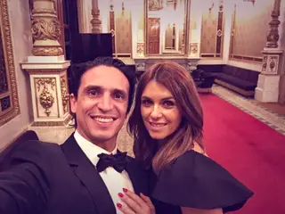 Meira com a mulher, Daniela, na Ópera de Viena, na Áustria