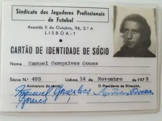 Primeiro cartão de sócio do Sindicato dos Jogadores Profissionais de Futebol