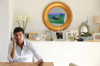 Em casa, durante a entrevista