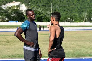 Em junho, antes dos Mundiais, o sul-africano esteve na jamaica para treinar com Usain Bolt