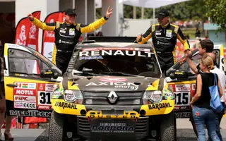 A dupla Carlos Sousa e Pascal Maimon antes da partida para mais um Rally Dakar, em Lima, a 6 de janeiro.