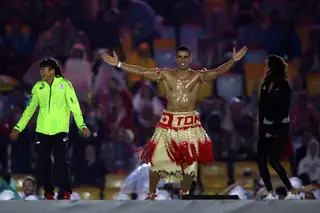 Pita Taufatofua nos Jogos Olímpicos do Rio de Janeiro, em 2016
