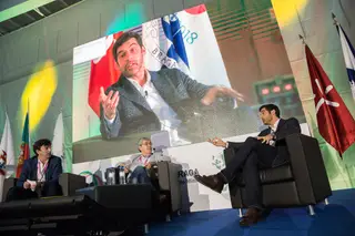 Os treinadores Domingos Paciência, Carlos Dinis e Paulo Fonseca no Fórum do Treinador 2018, em Braga