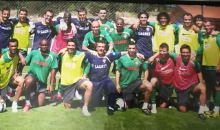 Moreira, o quinto em pé a contar da direita, com colegas da seleção naiconal