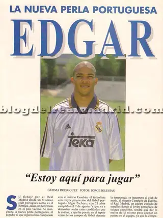 Um recorte obre a transferência de Edgar para o Real Madrid, em 1998.